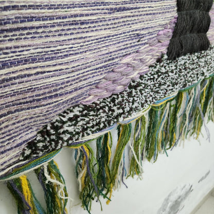 Handmade Winter Wall Hanging Home Decor Indian Large Tapestry Snowfall Wool Jute
