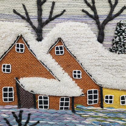Handmade Winter Wall Hanging Home Decor Indian Large Tapestry Snowfall Wool Jute