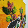 Jute & Wool Wall Hanging HandMade Indian Tapestry 3D Village Scenery Tree Birds