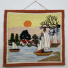 Jute & Wool Wall Hanging HandMade Indian Tapestry 3D Scenery Tree Boats & Nature