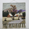 Jute & Wool Wall Hanging HandMade Indian Tapestry 3D Village Scenery Tree Nature