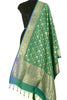 Green Banarasi Dupatta Love Birds Woven Zari Brocade Indian Long Stole Wrap