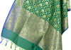 Green Banarasi Dupatta Love Birds Woven Zari Brocade Indian Long Stole Wrap
