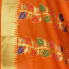Orange Banarasi Dupatta Floral Woven Zari Brocade Indian Long Stole Wrap Shawl