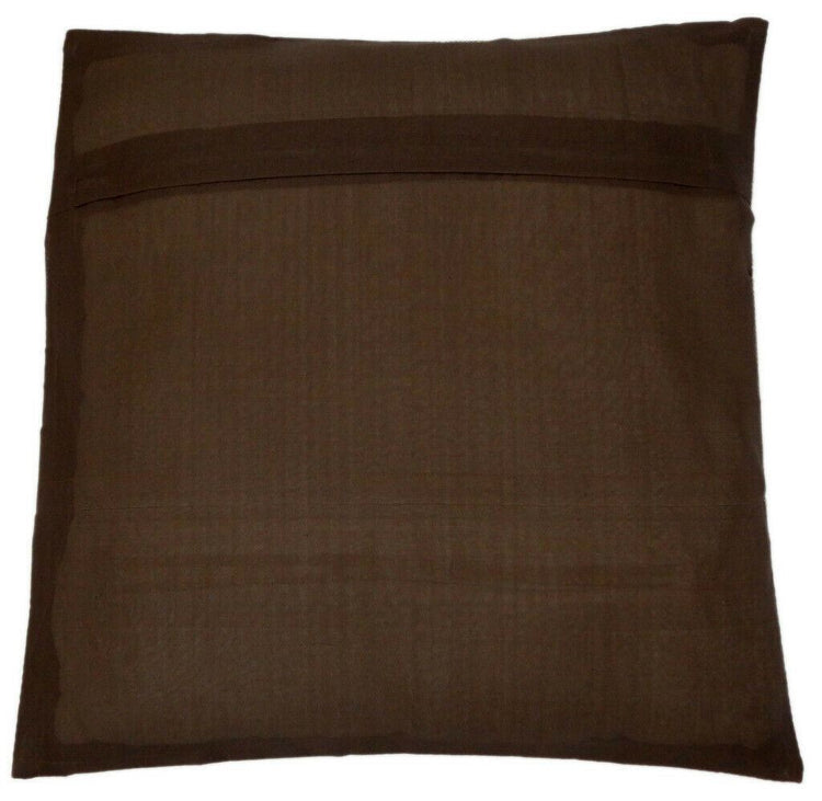 16" Sq Indian Art Silk Woven Zari Borcade Banarasi Cushion Pillow Covers Brown