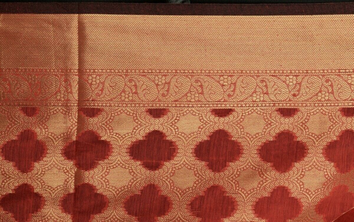 Maroon Banarasi Silk Dupatta Woven Zari Brocade Indian Long Stole Wrap Shawl