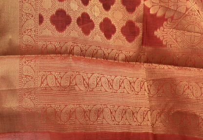 Maroon Banarasi Silk Dupatta Woven Zari Brocade Indian Long Stole Wrap Shawl
