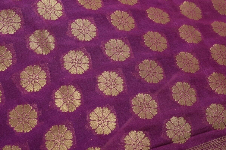 Purple Banarasi Silk Dupatta Woven Zari Brocade Indian Long Stole Wrap Shawl