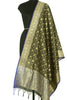 Black Banarasi Dupatta Love Birds Woven Zari Brocade Indian Long Stole Wrap