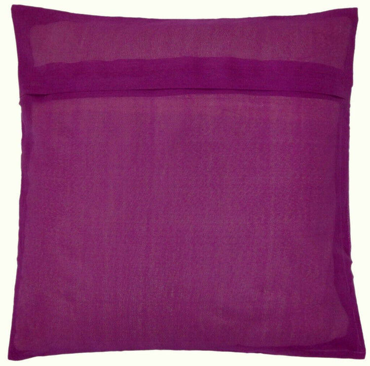 17" Sq Indian Art Silk Woven Zari Borcade Banarasi Cushion Pillow Covers Magenta