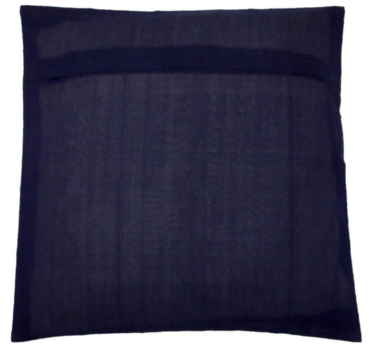 17" Sq Indian Art Silk Woven Zari Borcade Banarasi Cushion Pillow Covers Navy Bl