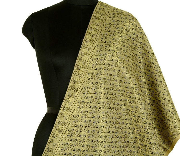 Banarasi Dupatta Floral Woven Zari Brocade Indian Long Stole Wrap Shawl