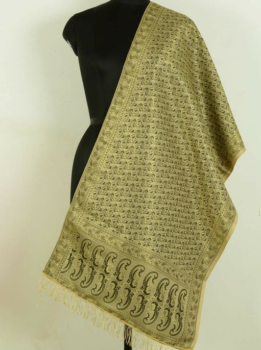 Banarasi Dupatta Floral Woven Zari Brocade Indian Long Stole Wrap Shawl