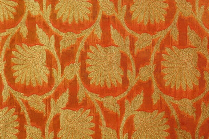 Rust Banarasi Dupatta Floral Woven Zari Brocade Indian Long Stole Wrap Shawl