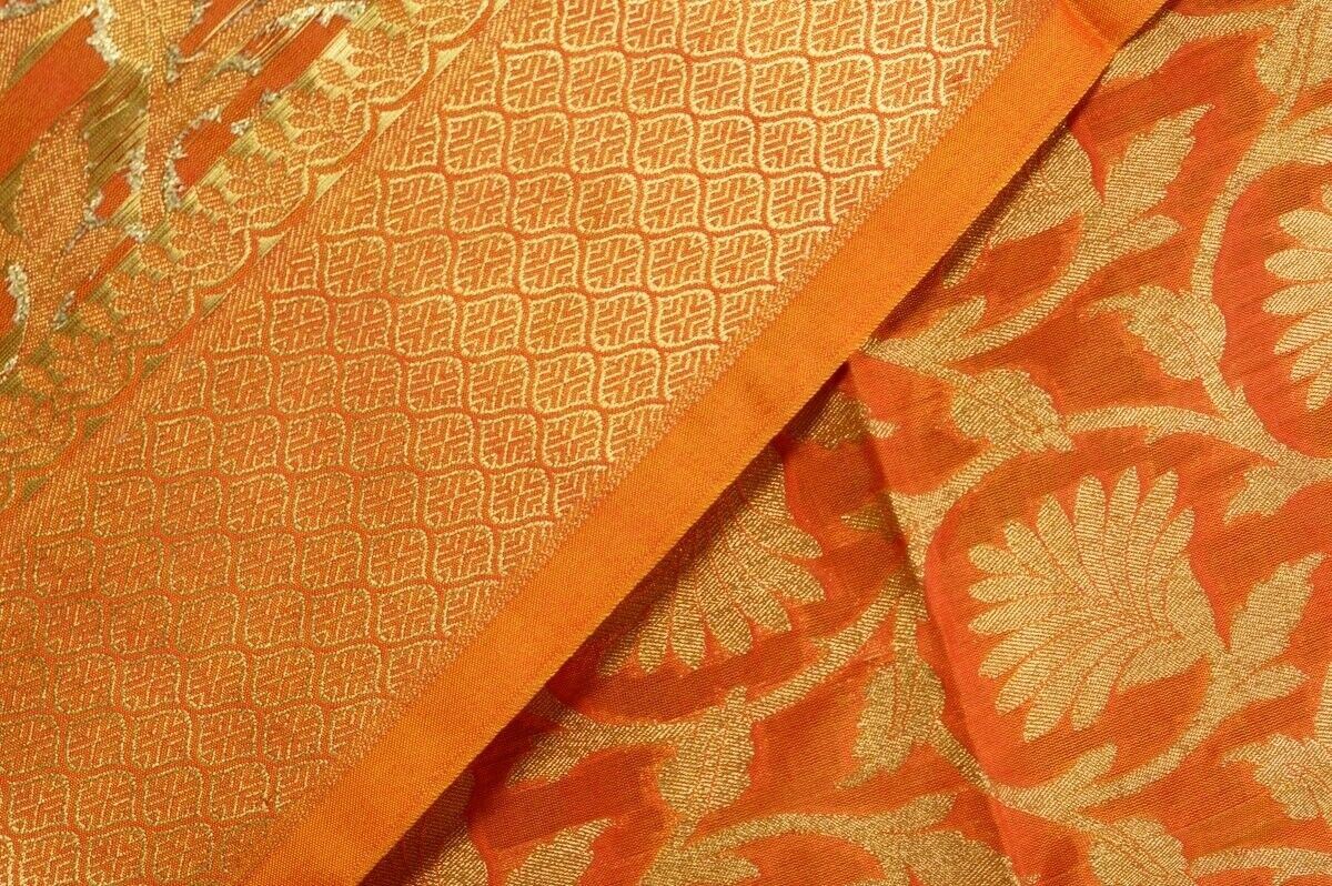 Rust Banarasi Dupatta Floral Woven Zari Brocade Indian Long Stole Wrap Shawl