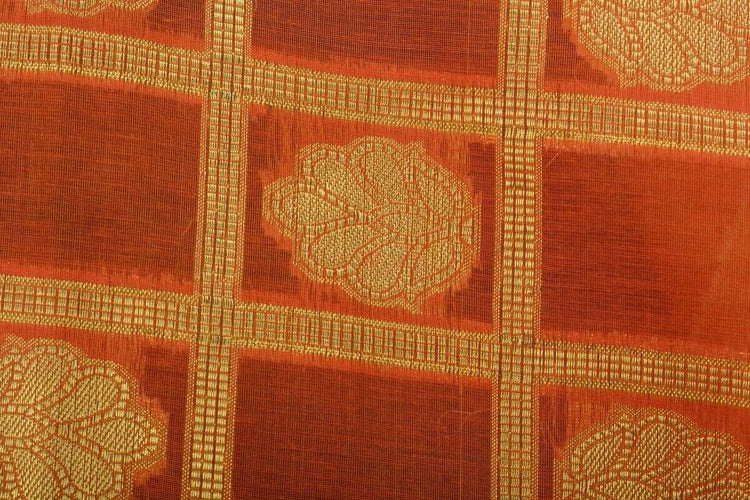 Rust Banarasi Dupatta Floral Woven Zari Brocade Indian Long Stole Wrap Shawl