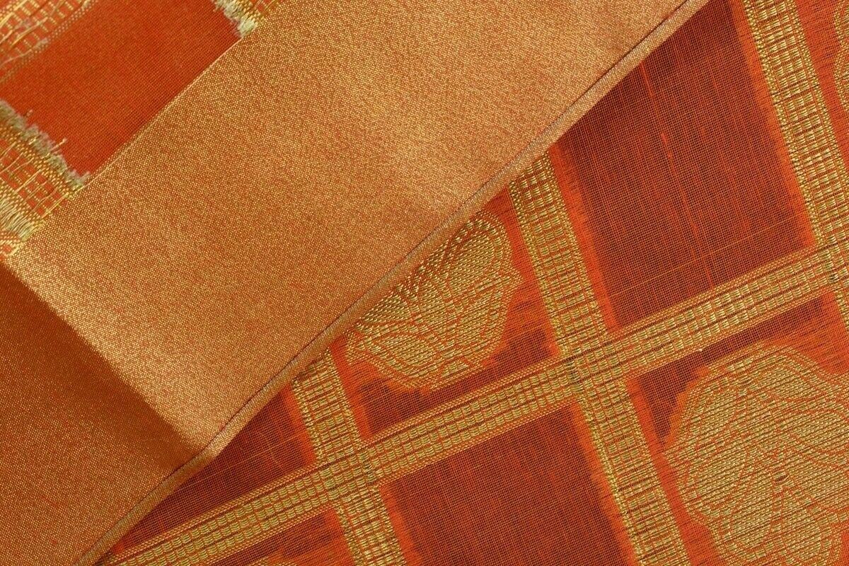 Rust Banarasi Dupatta Floral Woven Zari Brocade Indian Long Stole Wrap Shawl