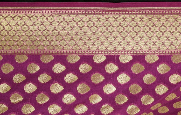 Dark Magenta Banarasi Silk Dupatta Woven Zari Brocade Indian Long Stole Wrap Sha