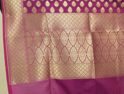 Dark Magenta Banarasi Silk Dupatta Woven Zari Brocade Indian Long Stole Wrap Sha
