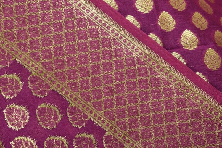 Dark Magenta Banarasi Silk Dupatta Woven Zari Brocade Indian Long Stole Wrap Sha