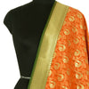 Orange Banarasi Dupatta Peacock Woven Zari Brocade Indian Long Stole Wrap