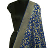Blue Banarasi Dupatta Birds Woven Zari Brocade Indian Long Stole Wrap Shawl