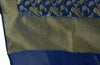 Blue Banarasi Dupatta Birds Woven Zari Brocade Indian Long Stole Wrap Shawl