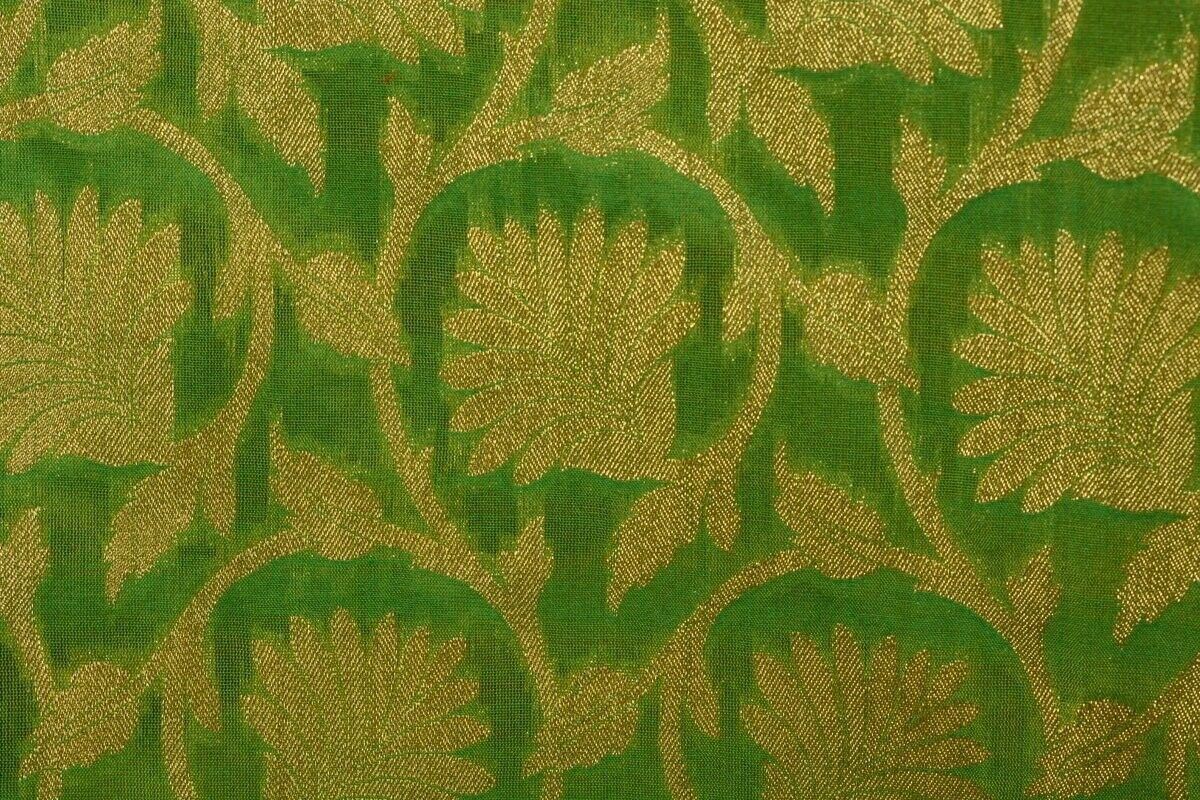 Green Banarasi Dupatta Floral Woven Zari Brocade Indian Long Stole Wrap Shawl