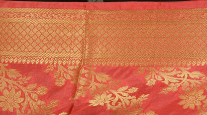 Pink Banarasi Dupatta Floral Woven Zari Brocade Indian Long Stole Wrap Shawl