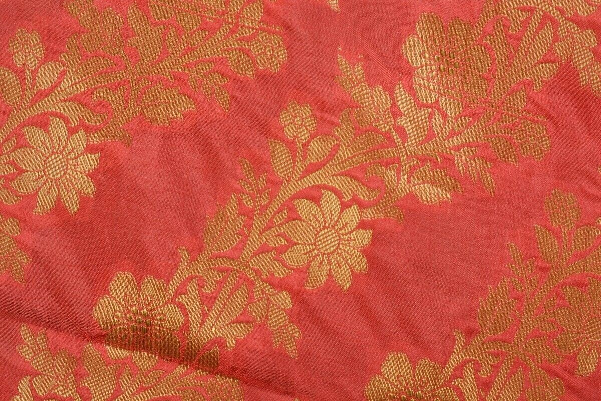 Pink Banarasi Dupatta Floral Woven Zari Brocade Indian Long Stole Wrap Shawl