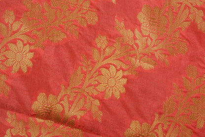 Pink Banarasi Dupatta Floral Woven Zari Brocade Indian Long Stole Wrap Shawl