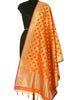Orange Banarasi Dupatta Birds & Animal Woven Zari Brocade Indian Long Stole Wrap