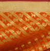 Orange Banarasi Dupatta Birds & Animal Woven Zari Brocade Indian Long Stole Wrap