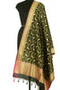 Black Banarasi Dupatta Birds Woven Zari Brocade Indian Long Stole Wrap Scarves