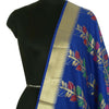Blue Banarasi Dupatta Floral Woven Zari Brocade Indian Long Stole Wrap Shawl