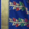 Blue Banarasi Dupatta Floral Woven Zari Brocade Indian Long Stole Wrap Shawl