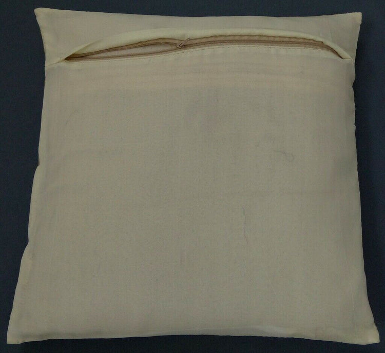 16" Sq Indian Art Silk Woven Zari Borcade Banarasi Cushion Pillow Covers Beige
