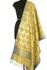 Beige Banarasi Dupatta Floral Woven Zari Brocade Indian Long Stole Wrap Shawl
