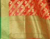 Red Banarasi Dupatta Birds & Animal Woven Zari Brocade Indian Long Stole Wrap