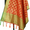 Red Banarasi Dupatta Birds & Animal Woven Zari Brocade Indian Long Stole Wrap
