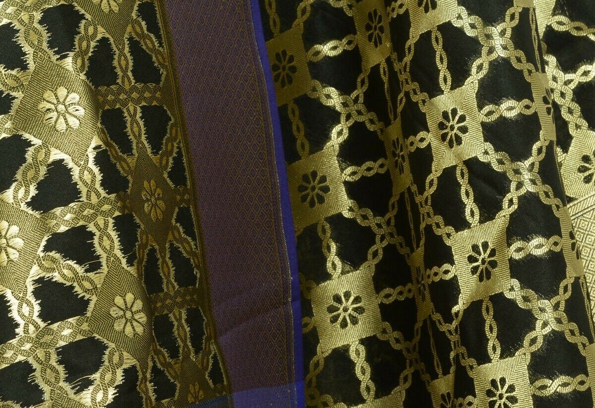 Banarasi Dupatta Woven Zari Brocade Indian Art Silk Long Stole Shawl Black