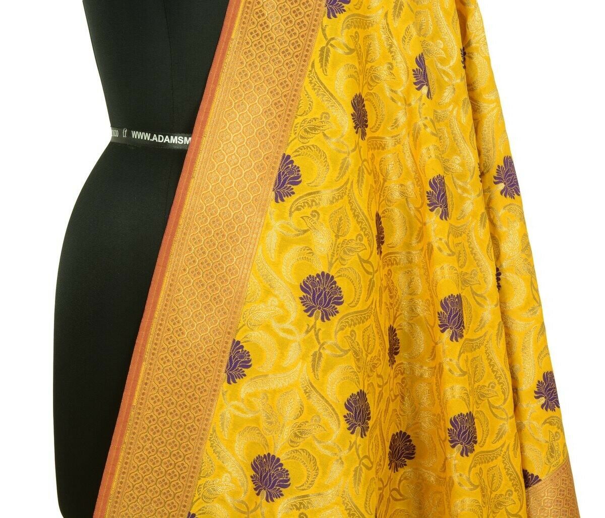 Banarasi Dupatta Woven Zari Brocade Indian Art Silk Long Stole Shawl Mustard
