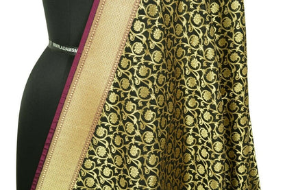 Banarasi Dupatta Woven Zari Brocade Indian Art Silk Long Stole Shawl Black