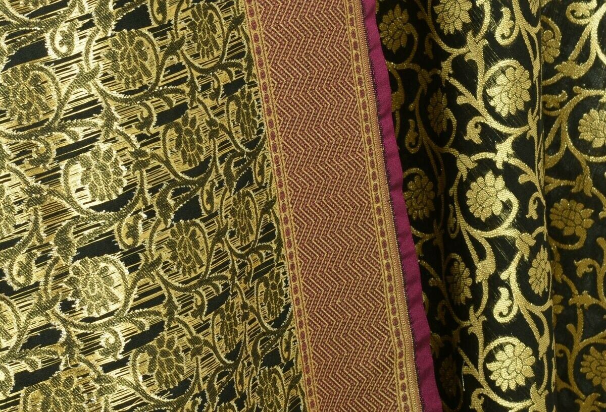 Banarasi Dupatta Woven Zari Brocade Indian Art Silk Long Stole Shawl Black