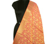 Pink Banarasi Dupatta Floral Woven Zari Brocade Indian Long Stole Wrap Shawl