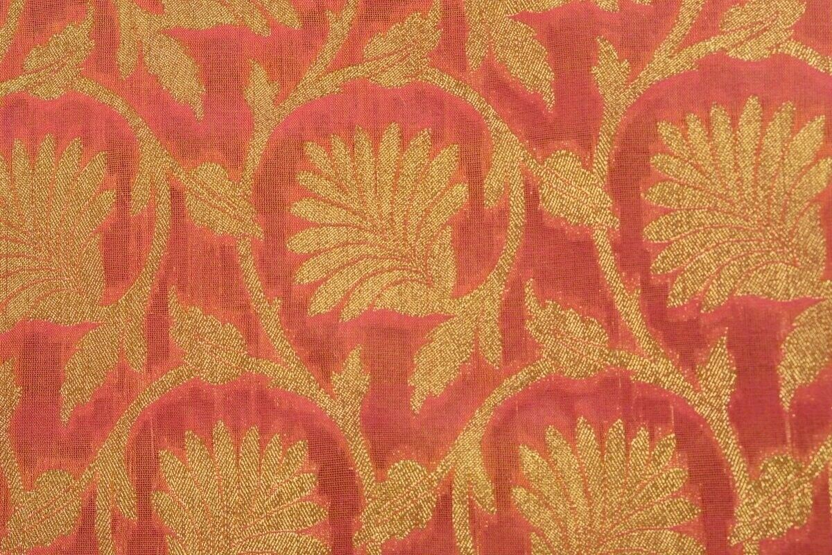 Pink Banarasi Dupatta Floral Woven Zari Brocade Indian Long Stole Wrap Shawl