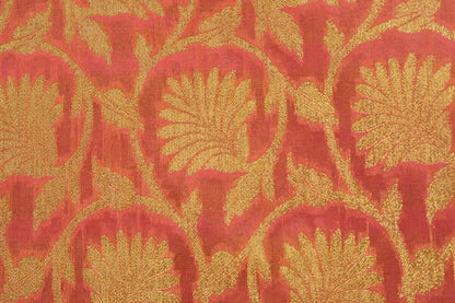 Pink Banarasi Dupatta Floral Woven Zari Brocade Indian Long Stole Wrap Shawl
