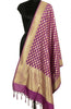 Purple Banarasi Dupatta Woven Zari Brocade Motifs Indian Long Stole Wrap Shawl