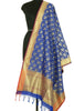 Blue Banarasi Dupatta Peacock Woven Zari Brocade Indian Long Stole Wrap