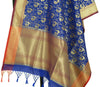 Blue Banarasi Dupatta Peacock Woven Zari Brocade Indian Long Stole Wrap